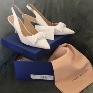 NIB - Stuart Weitzman - Sandrine 75 Slingback - Dress Napa White - 12B